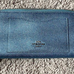 Coach Light Teal Full Zip Wallet
